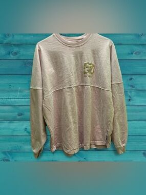 Disney  Spirit Women’s Crewneck Sweatshirt in Beige with Gold Embroidered Logo